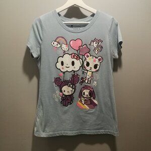 Tokidoki Hello Kitty pastel blue women's curvy fit t-shirt
